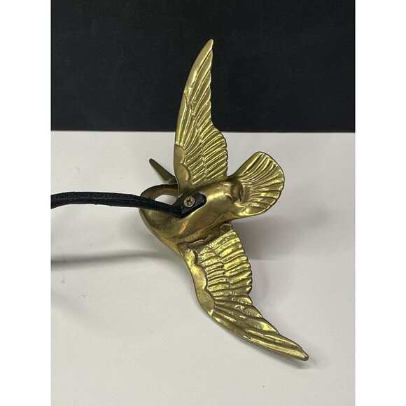 Vintage MCM Brass Flying Bird Crane or Heron On Painted Brass Stand 6.5” Tall - Picture 11 of 14